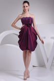 Purple Ruffle Strapless Sexy Applique Mini Dress