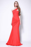 Red One-Shoulder Mermaid Prom Dress