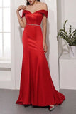 Red Off-the-Shoulder Mermaid Evening Prom Dress