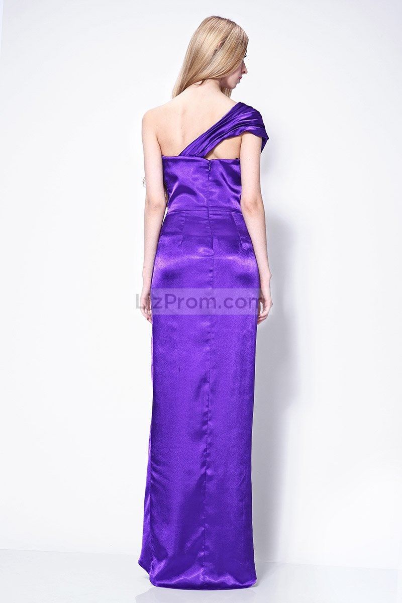 Regency One Shoulder Thigh-high Slit Evening Formal Dress