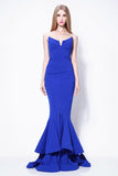 Royal Blue Sexy Strapless Ruffled Mermaid Prom Dress