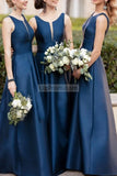Royal Blue V-Neck Sleeveless A-Line Bridesmaids Prom Dress Dresses