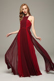 Sexy Burgundy Two-Tones Pleated Prom Dress Inspired By Celebrity