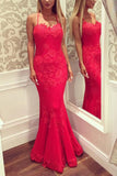 Mermaid Red Lace Evening Gown Prom Dress