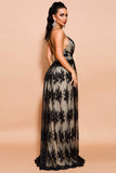 Sexy Black Backless A-Line Lace Prom Dress Evening Gown