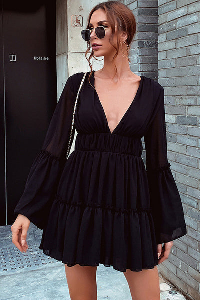 Short Mini Plunging A-Line – Party Little Lovost Dress Black