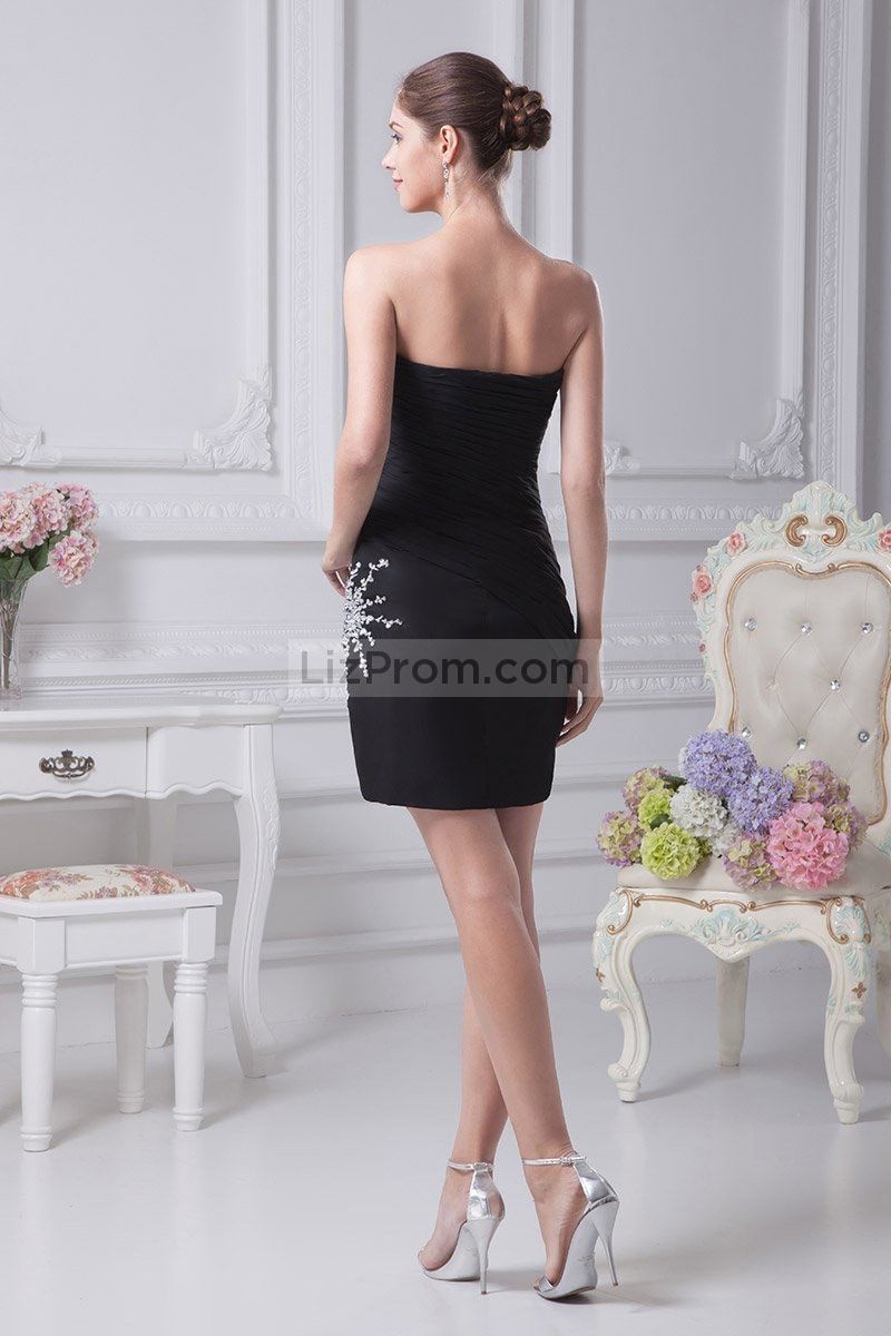 Strapless Beading Sexy Little Black Bodycon Dress