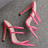 Suede Pointed Toe Stiletto Heels Sandals - Mislish