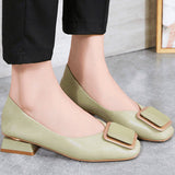 Chunky Closed Toe Heel Flats With Buckle