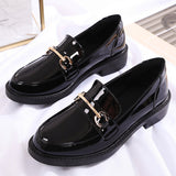 Black Closed Toe Patent Leather Flats - Mislish