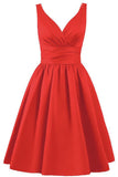 Red Sleeveless A-Line Party Homecoming Dresses