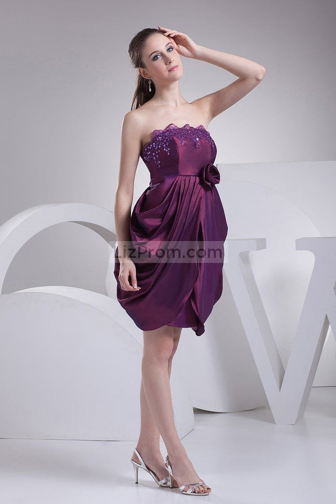 Purple Ruffled Strapless Applique Homecoming Dress – Lovost