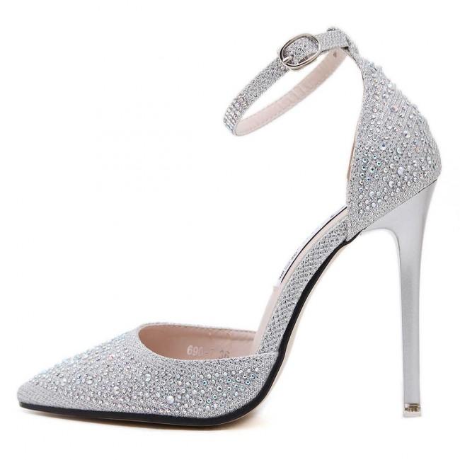 silver closed toe heels for prom